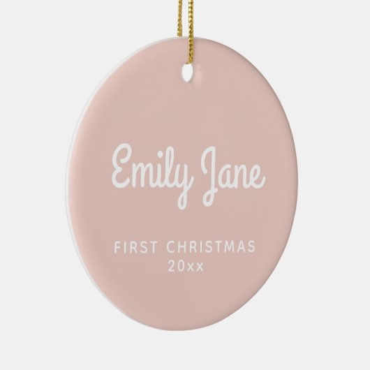 First Christmas Simple Baby Blush Personalisiert Keramik Ornament (Rechts)