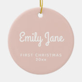 First Christmas Simple Baby Blush Personalisiert Keramik Ornament (Vorne)