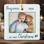 First Christmas Simple Customized Niedlich Baby Fo Keramikornament