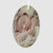 First Christmas Simple Script Custom Baby Foto Ornament (Vorderseite)