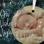 First Christmas Simple Script Custom Baby Foto Ornament Aus Glas