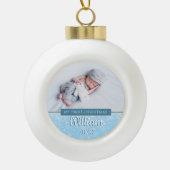 First Christmas Snowflakes Baby Boy Foto Keramik Kugel-Ornament (Vorderseite)