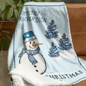 First Christmas Snowman Custom Fleece Blanket