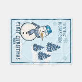First Christmas Snowman Custom Fleece Blanket (Vorderseite (Horizontal))
