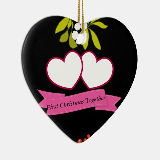 First Christmas Together Anniversary Editable Keramik Ornament (Rechts)