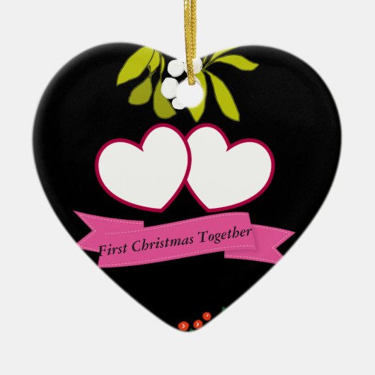 First Christmas Together Anniversary Editable Keramik Ornament (Vorne)