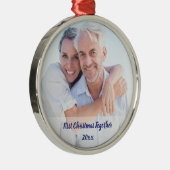 First Christmas Together Couple Foto Monogram Ornament Aus Metall (Rechts)