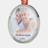 First Christmas Together Couple Foto Monogram Ornament Aus Metall (Links)
