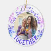 First Christmas Together Foto Bright Snowflake Keramik Ornament (Links)
