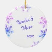 First Christmas Together Foto Bright Snowflake Keramik Ornament (Hinten)