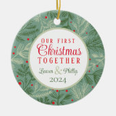 First Christmas Together Foto Keramik Ornament (Vorne)