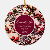 First Christmas together winter berries Keramik Ornament (Vorne)