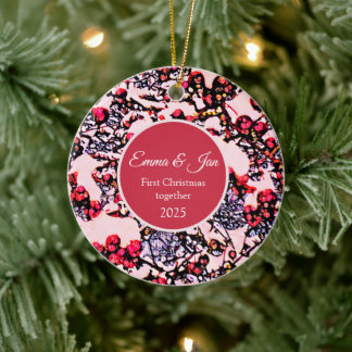 First Christmas together winter berries Keramik Ornament