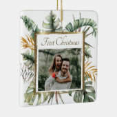 First Christmas Tropical Elegant Palms Fotograph Keramikornament (Rechts)