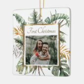First Christmas Tropical Elegant Palms Fotograph Keramikornament (Links)