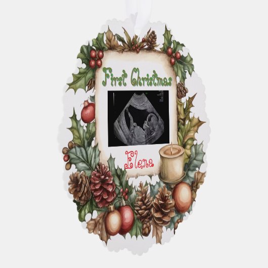 First Christmas Ultrasound Photo Keepsake Ornament (Rechts)