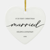First Christmas Verheiratet Couple Minimal Elegant Keramik Ornament (Vorne)