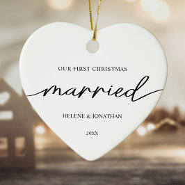 First Christmas Verheiratet Couple Minimal Elegant Keramik Ornament
