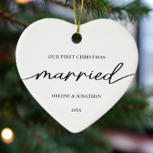 First Christmas Verheiratet Couple Minimal Elegant Keramik Ornament