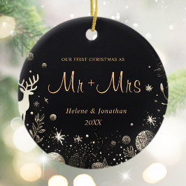 First Christmas Verheiratet Couple Modernes Elegan Keramik Ornament