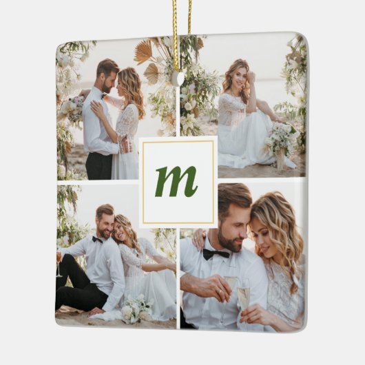 First Christmas Verheiratet Couple Newlyweds Monog Keramikornament (Links)