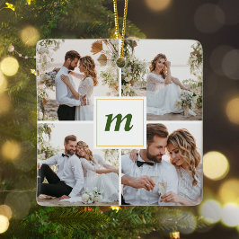 First Christmas Verheiratet Couple Newlyweds Monog Keramikornament
