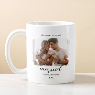 First Christmas Verheiratet Elegante Foto New York Kaffeetasse