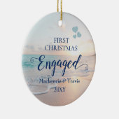 First Christmas Verlobt Beach Sunset Keramik Ornam Keramik Ornament (Rechts)