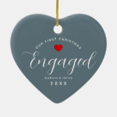 First Christmas Verlobt Elegantes individuelles He Keramik Ornament (Hinten)