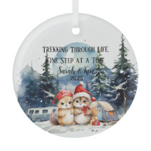 First Christmas Watercolor Camping Newlyweds