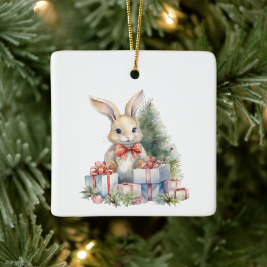 First Christmas Whimsical Niedlich Bunny individue Keramikornament (Baum)