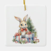 First Christmas Whimsical Niedlich Bunny individue Keramikornament (Vorderseite)