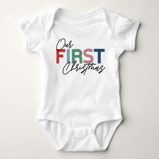 First Christmas White Baby Strampler (Vorderseite)