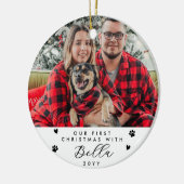 First Christmas with Dog Name and Photo Keramik Ornament (Links)