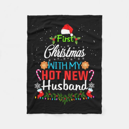 First Christmas With My Hot New Husband Funny Xmas Fleecedecke (Vorderseite)