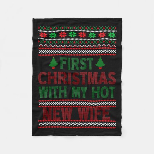 First Christmas With My Hot New Wife Funny Xmas Hu Fleecedecke (Vorderseite)