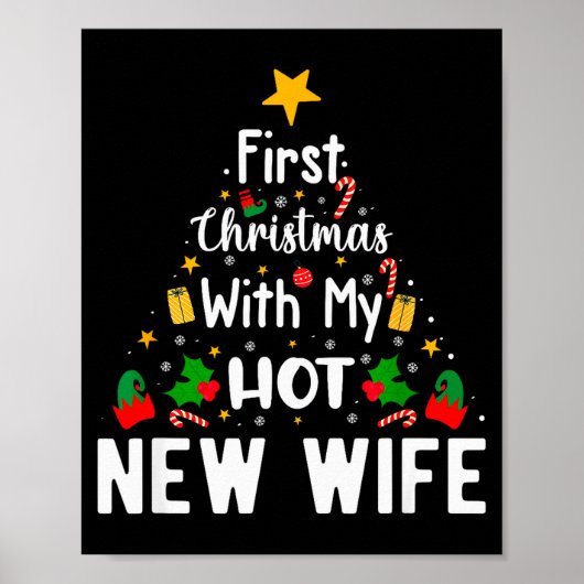 First Christmas With My Hot New Wife Funny Xmas Poster (Vorne)