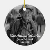 First Christmas Without You Memorial Photo Keramik Ornament (Hinten)