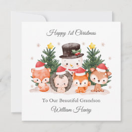 First Christmas Woodland Friends Weihnachtskarte Feiertagskarte