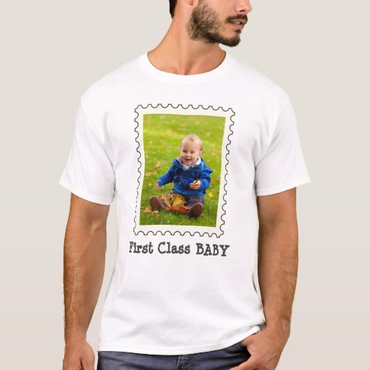 First Class Baby Niedliches Personalisiertes Foto T-Shirt (Vorderseite)