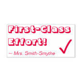 "First Class Effort!" + Tutor-Name Rubber-Briefmar Permastempel (Design)