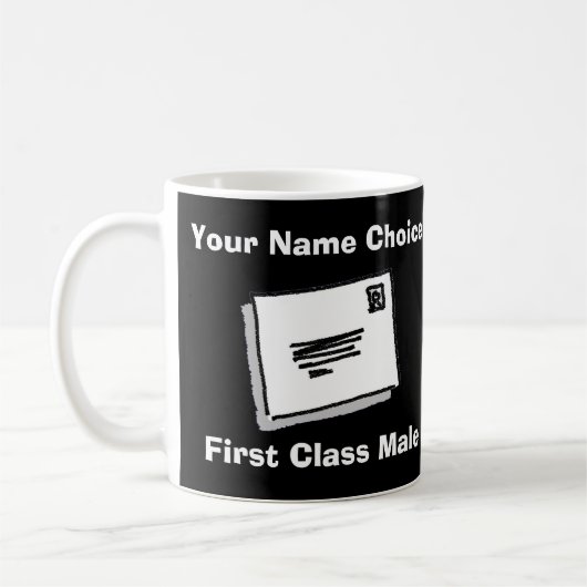 First Class Male with Personalised Name Kaffeetasse (Links)