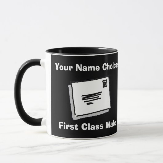 First Class Male with Personalised Name Tasse (Links)
