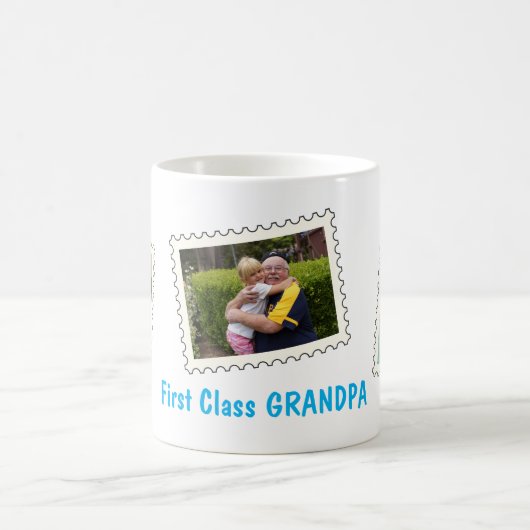 First Class Opa Best Opa 3 individuelle Fotos Kaffeetasse (Mittel)