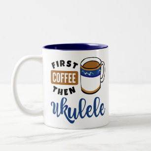 First Coffee Dann Ukulele Music Lover Zweifarbige Tasse