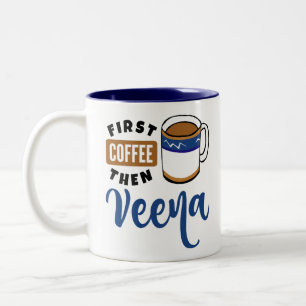 First Coffee Dann Veena Music Lover Zweifarbige Tasse