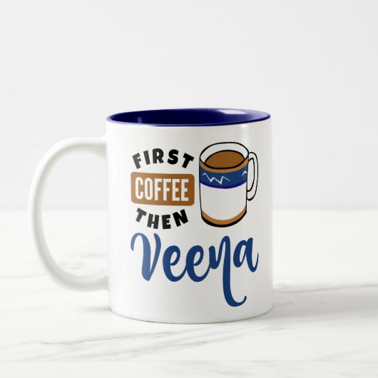 First Coffee Dann Veena Music Lover Zweifarbige Tasse (Links)
