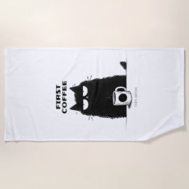 First Coffee Then Meow – Funny Cat Coffee Lover Strandtuch