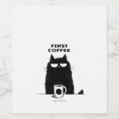 First Coffee Then Meow – Funny Cat Coffee Lover Weinetikett (Einzelnes Label)