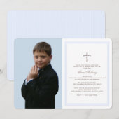 First Communion Baby Blue mit Foto Einladung (Vorne/Hinten)